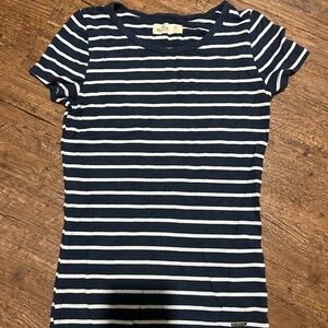 Hollister Navy and White Striped Top